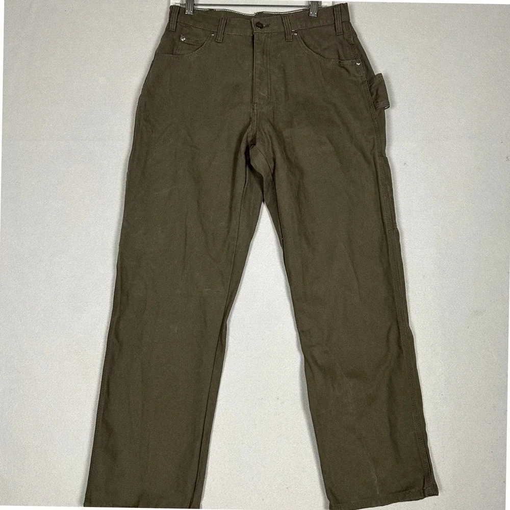 Dickies Pants Mens 32X30 Brown Duck Canvas Carpenter Utility Workwear Trousers